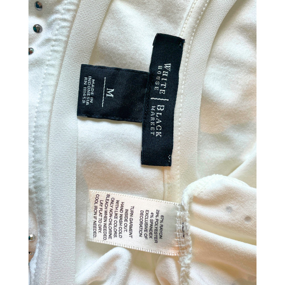 Lot of 2 Sz M White Knit Tank Tops WHBM Embellished Loft Lace Good for Layering - Picture 14 of 16